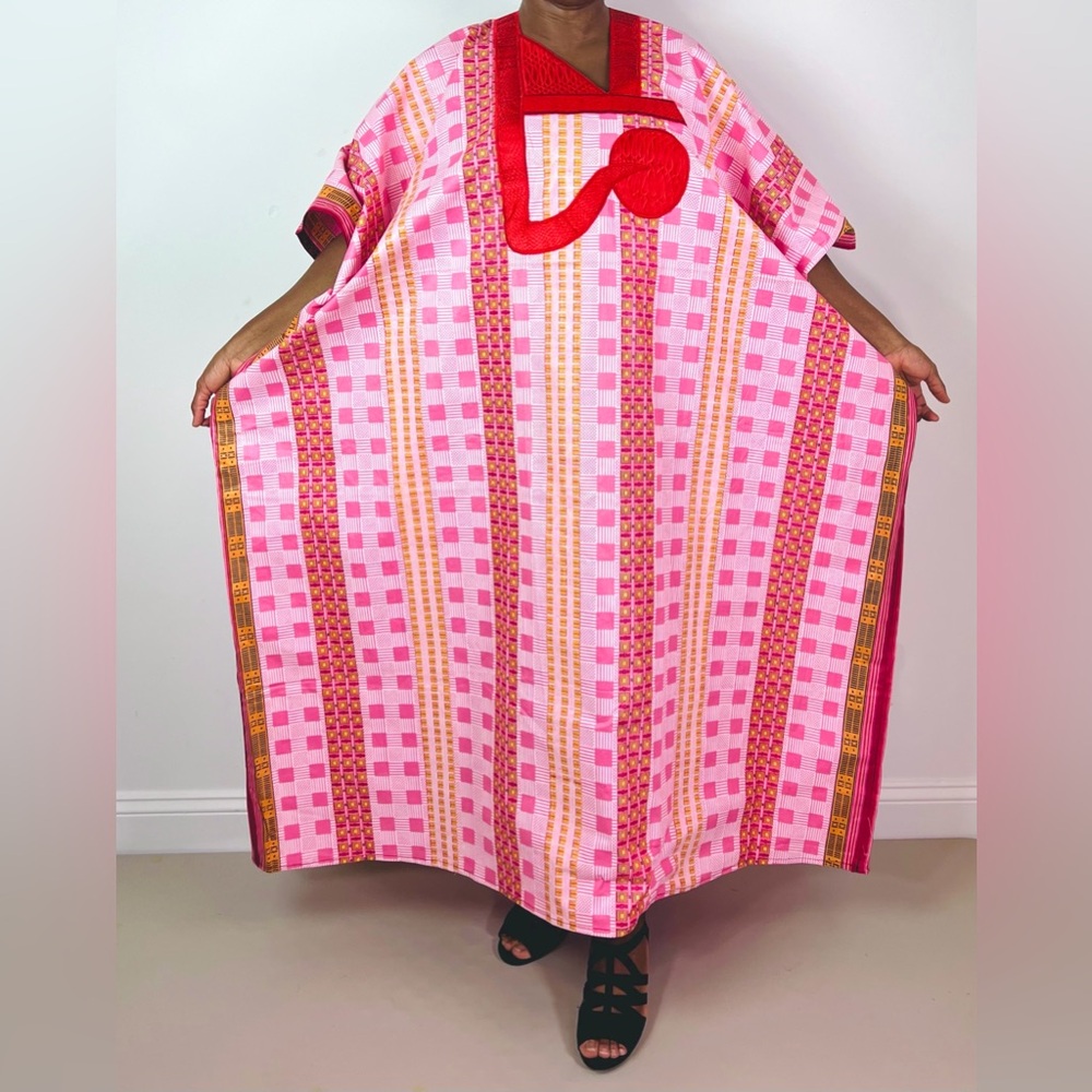 African Print Ankara Patchwork Colorful Multicolor Kaftan Maxi Poncho Dress